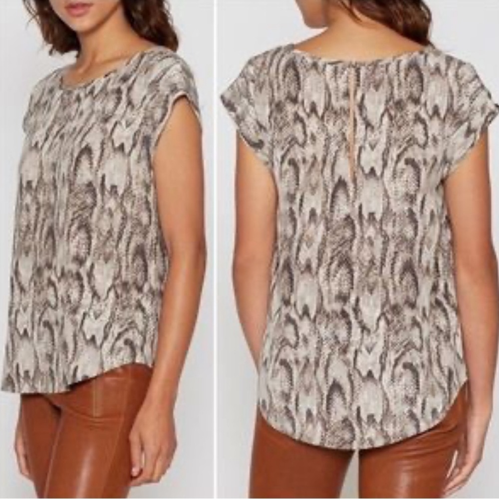 Joie Snake Print Blouse in Brown and Cream